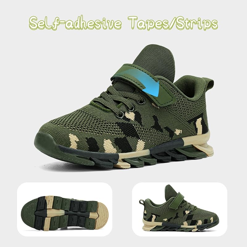 EGMPDA Camouflage Kids Sneakers - Lightweight Breathable Non-Slip Running Shoes, 12 Little Kid