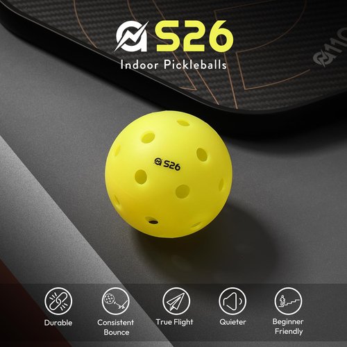 A11N SPORTS S26 Indoor Pickleballs- Consistent Bounce, Easy to Control and Durable Application - USAPA Approved - Ideal for All Ages - Available in Blue and Yellow