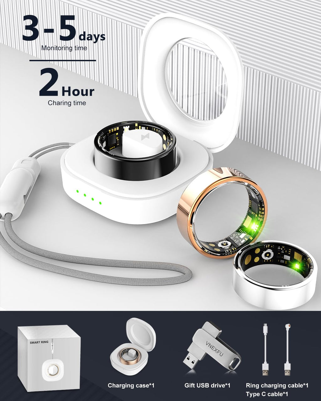 Smart Ring for Women Men Health Tracker - IP68 Waterproof Fitness Ring with Sleep Tracker/Heart Rate/Blood Pressure/Blood Oxygen/Step Counting/Calories for iOS & Android,No Subscription Fee,Silver #9