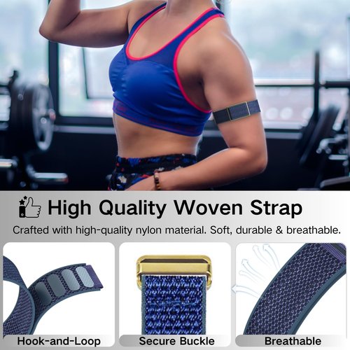 ESeekGo Nylon Bicep Bands Compatible for Polar Loop (2025) / Visible Armband 2.0 Straps, Hook & Loop Soft Weave Stretchy Breathable Replacement Sport Arm/Ankle Wristbands with Buckle-No Tracker
