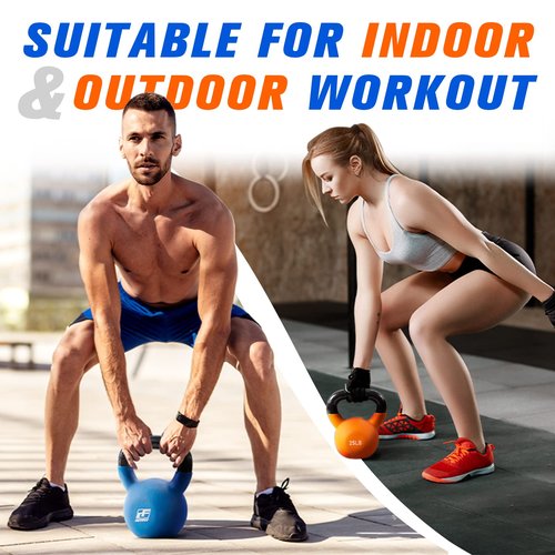 RitFit Neoprene Coated Kettlebell Weight Set, Solid Cast Iron, 5-15 LB (5+10+15 LB)