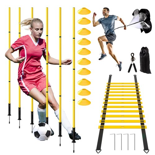 Supvision 24Pcs Soccer Agility Training Equipment Set Ultimate Agility Poles Cones Ladder More for Quick Assembly and Easy Portability Suitable for All Skill Levels Enhance Speed Agility Training