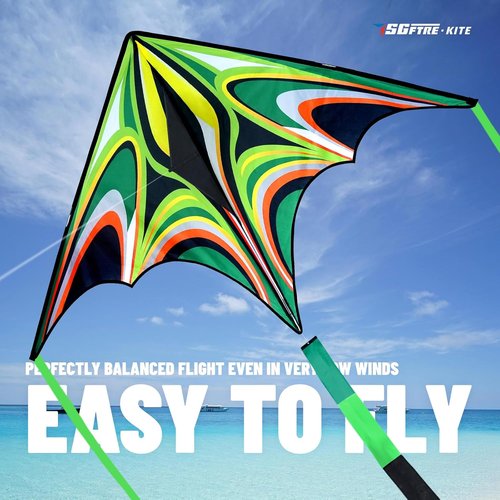 Kite Large Delta Kites - Easy to Fly Rainbow Design for Kids & Adults | Durable Beach Kite with Tangle-Free Line
