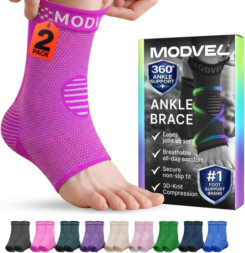 Modvel Foot & Ankle Brace - Compression Sleeve for Sprained Ankle Relief | Support for Plantar Fasciitis & Arthritis