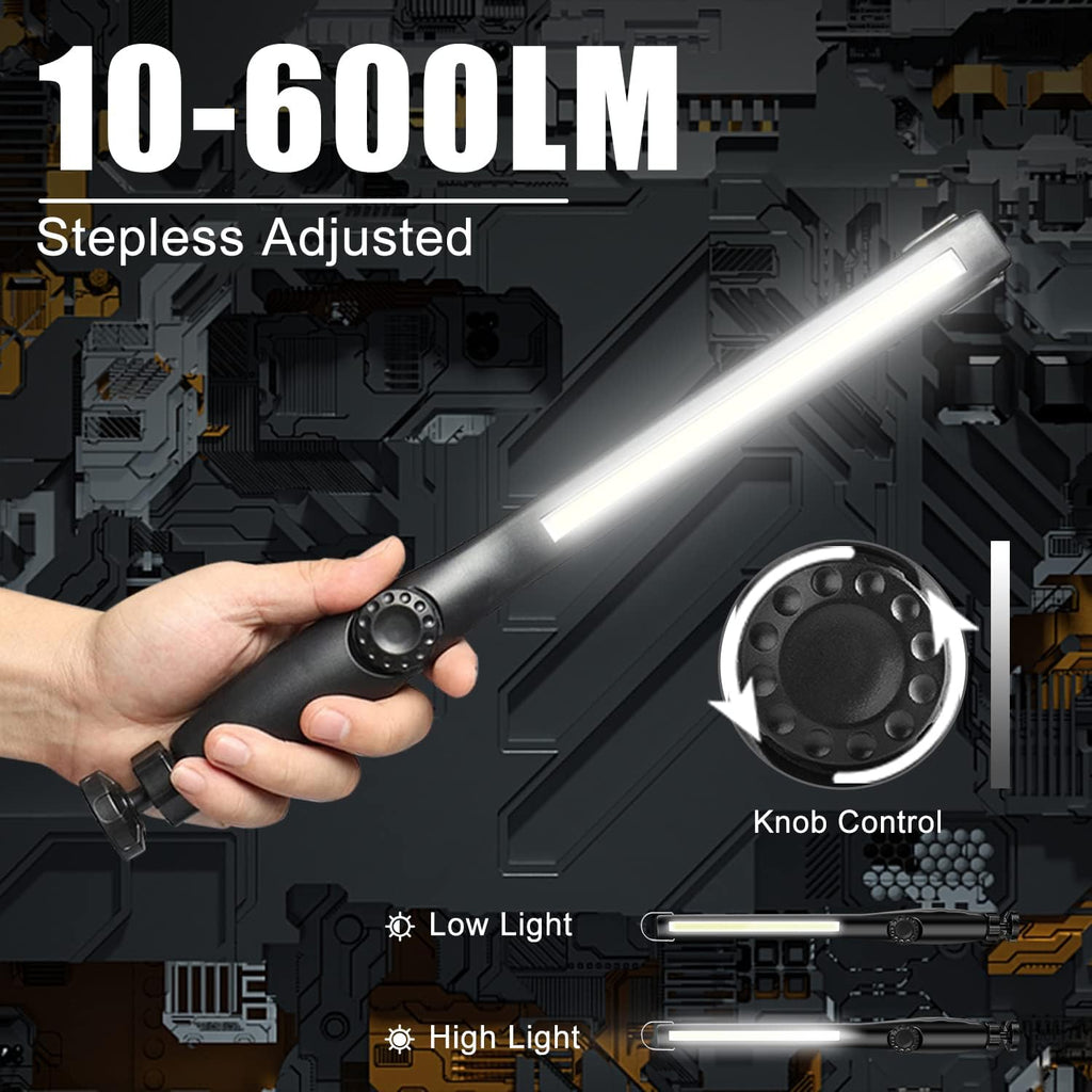 XTAUTO LED Work Light - 600LM Rechargeable COB Inspection Lamp | Portable Magnetic Base for Car Repair & Camping