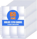 Skiennix Trading Card Sleeves - 65 Pack 9 Pocket Binder Sheets for MTG, TCG, Baseball & More