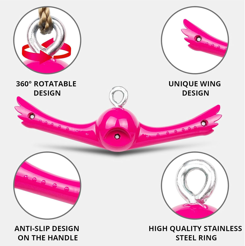YAMIPROBI Ninja Twister Swing Set - 360° Handle for Twist & Spin Fun | Kids Ninja Warrior Accessories - Pink