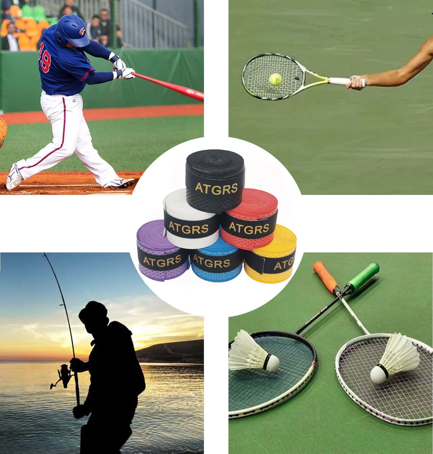 Tennis Grip Embossing Top Absorb Moisture Racquet Grip Tape Advanced Elasticity Anti-Slip Overgrip for Tennis Badminton Racquetball Grip Squash Racquet (Embossing-12 Colors)
