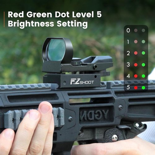 EZshoot Red Green Dot Gun Sight - Holographic Reflex Sight with 4 Adjustable Reticles & 20mm Rail Mount