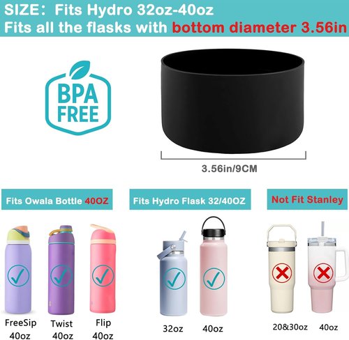 HEYSKAY Protective Silicone Boot - Anti-Slip Bottom Protector for Hydro Flask Wide Mouth Water Bottles