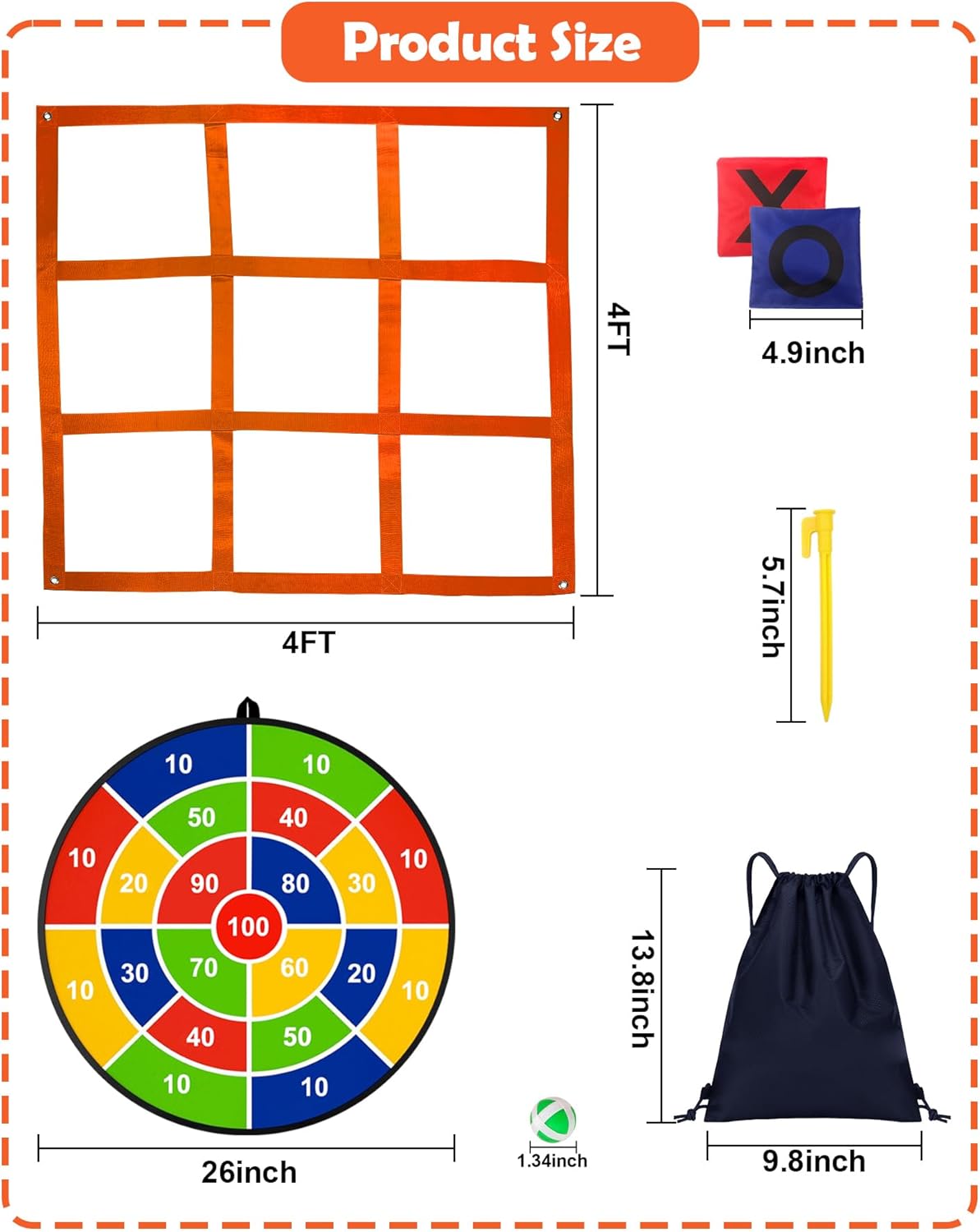 Skiennix 2-in-1 Outdoor Giant Tic Tac Toe & Bean Bag Toss Game - Fun for Kids & Adults | Perfect for Yard Parties
