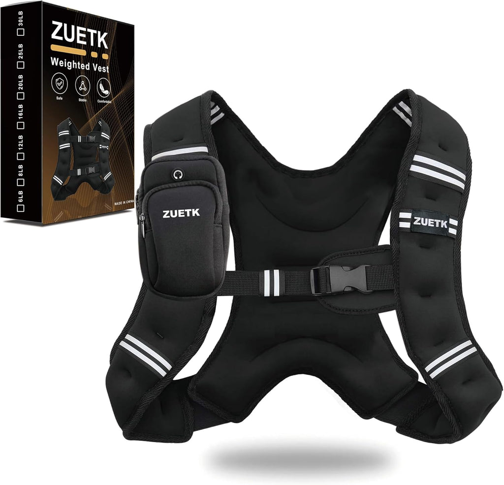 Skiennix Weighted Vest - Adjustable 6lb to 30lb | Reflective Stripe for Enhanced Safety in Workouts