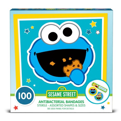 Sesame Street Kids Bandages, 100 CT | Great for Birthdays, Party Supplies Favors, Stickers, Stocking Stuffer or White Elephant Gift | Adhesive Bandages for Minor Cuts, Scrapes, Burns
