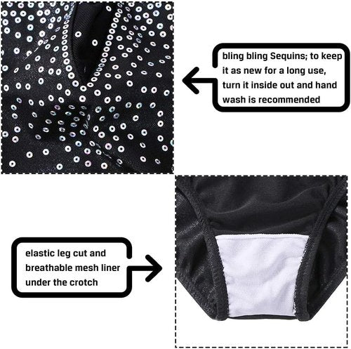BAOHULU Toddler Girls Gymnastics Leotards - Sparkle Sequins & Mesh Top Dancewear Costumes