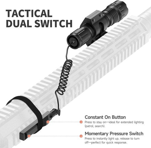Feyachi Tactical Flashlight - 1200 Lumens Rifle Light with M-LOK Offset Mount & Pressure Switch | IP65 Waterproof, 200m Beam