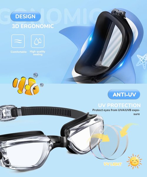 NSSIW Kids Swimming Goggles - Anti-Fog, Leak-Proof Design | 3-Pack for Ages 4-16, Boys & Girls