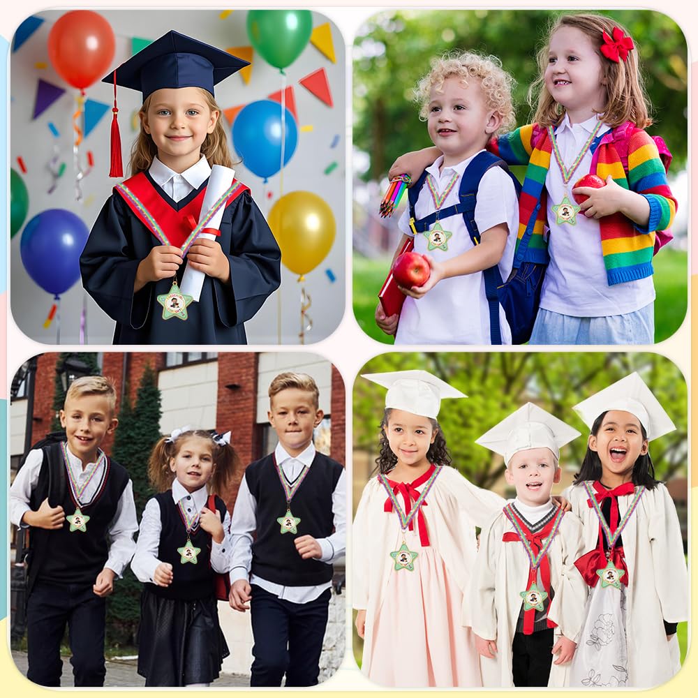 Preschool Graduation Medal, Congrats Graduation Award Medal with Rainbow Neck Ribbon, Cute Grad Medals for Awards, Metal Graduation Medals for Kids Students Graduate Gift Party Decoration Favors