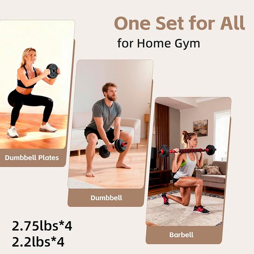 OLIXIS Adjustable Dumbbell 4 IN 1 Set, Changeable Dumbbells, Barbell, Kettlebells and Push Up Stand, Multi-Functional Exercise and Fitness for Home Gym, 20lbs, Black and Red