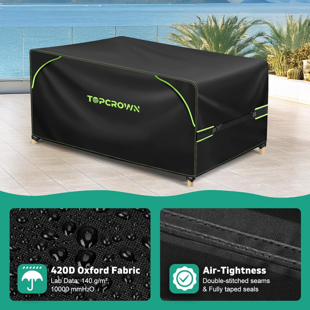 Topcrown Rectangular Patio Furniture Covers - Waterproof Anti-UV Oxford Fabric | 74"L x 47"W x 28"H, Black & Green
