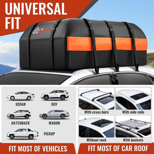 Asinking Rooftop Cargo Carrier Bag - 22 Cubic Feet Waterproof & Tear-Resistant | Includes Non-Slip Mat & Extra Straps