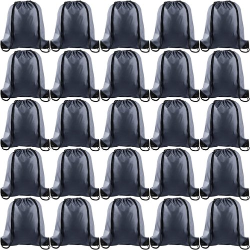 KUUQA Gray Drawstring Bags - 25Pcs String Backpacks for Gym, Sports & Travel