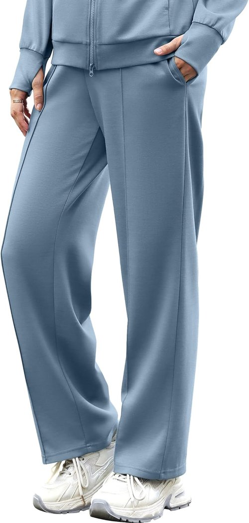 Casly Lamiit Lounge Sets for Women - Stylish Long Sleeve Zip-Up Sweatsuit | Wide Leg Tracksuit