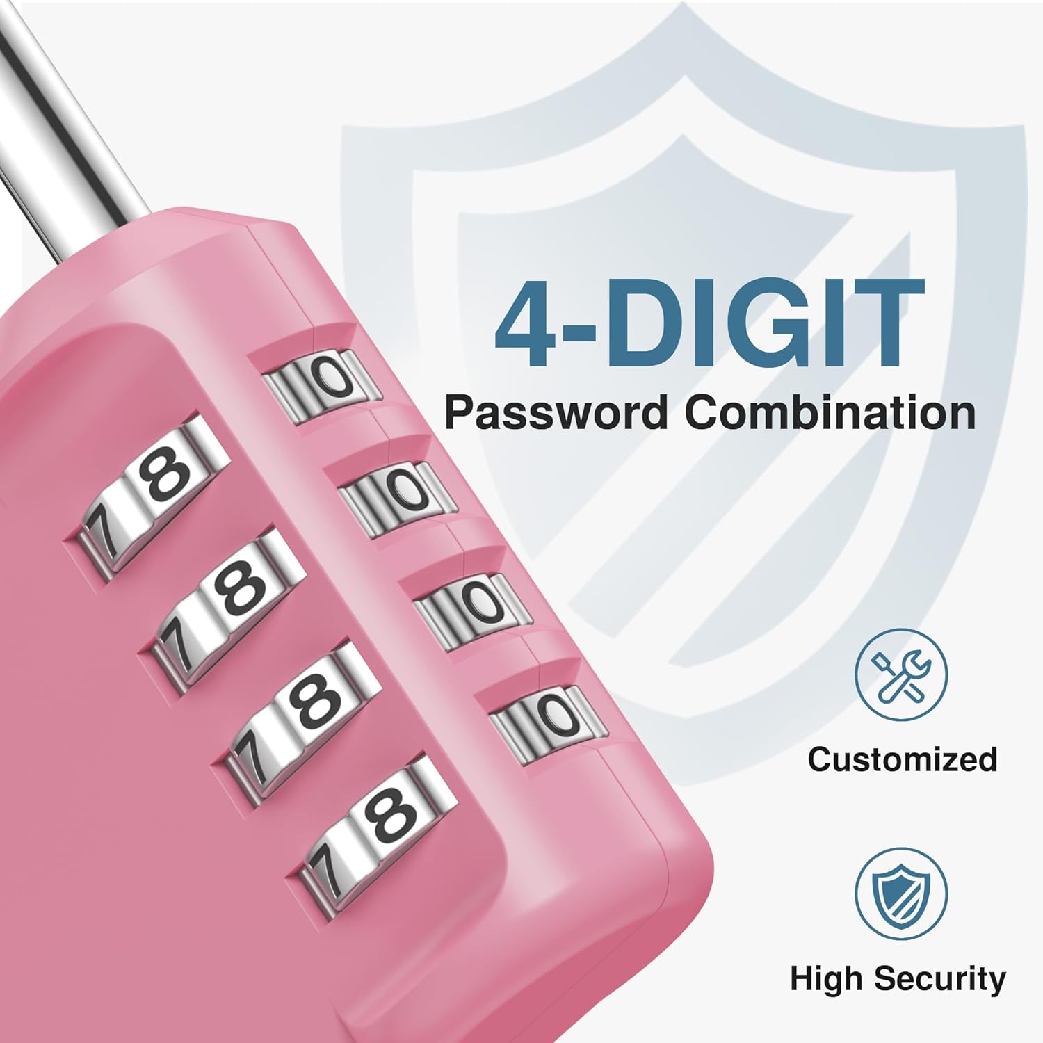 Puroma 4-Digit Waterproof Combination Lock - Secure Outdoor Padlock for Gym Lockers & Toolboxes | Basic Pink Rose