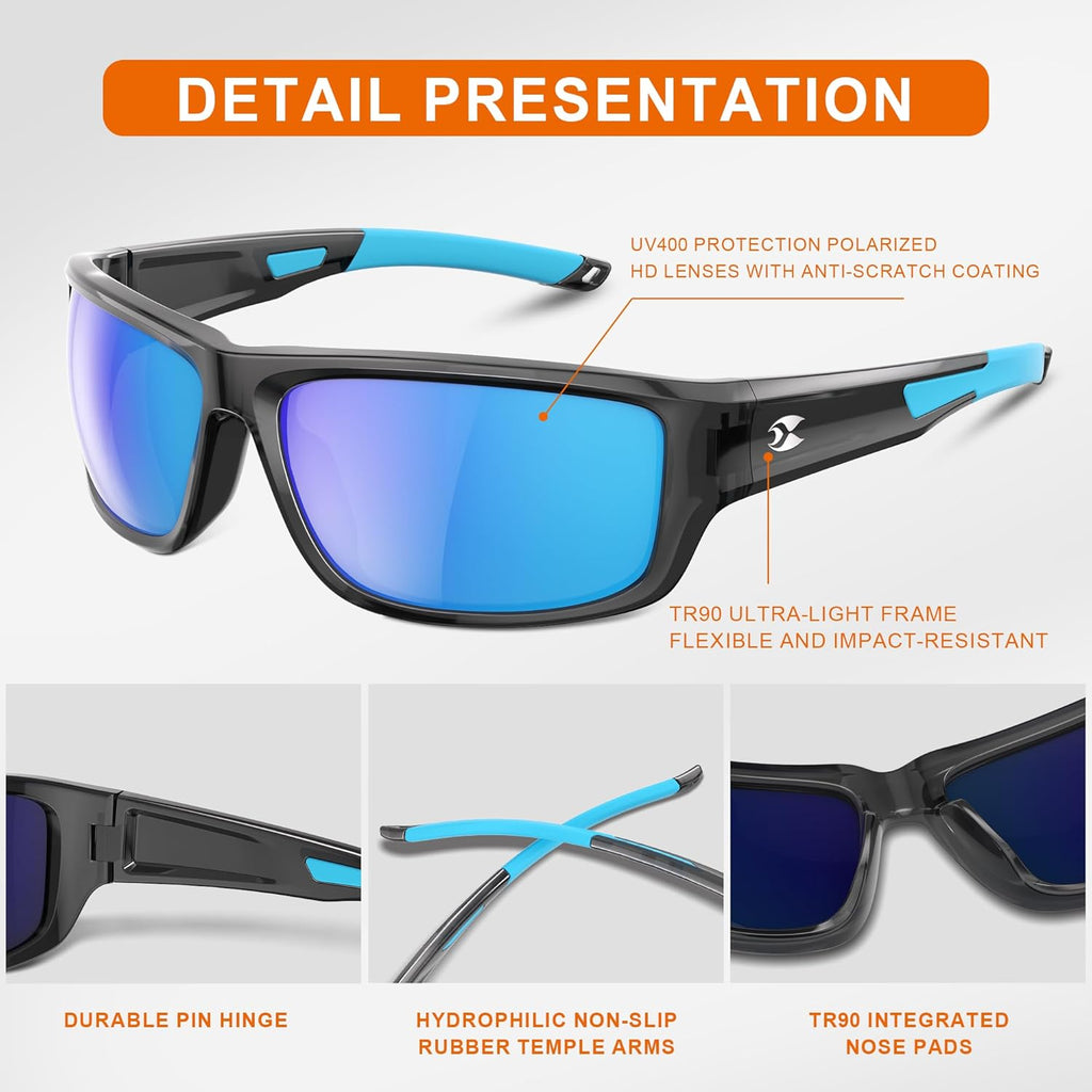 Suoso Polarized Sports Sunglasses - UV400 Protection for Men & Women | Ideal for Golf, Fishing, Running, Driving