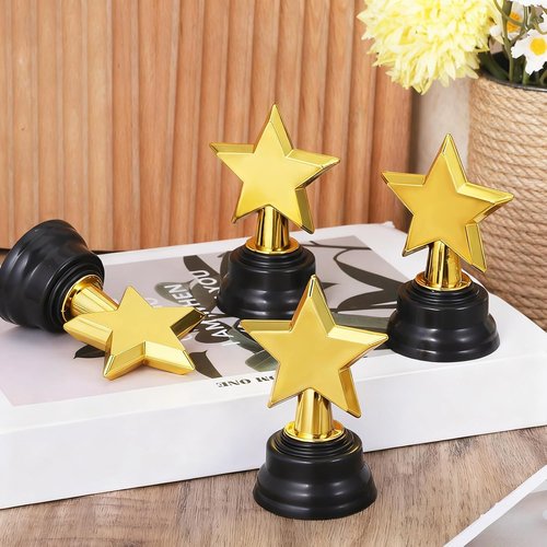 Mini Star Trophy Awards by [Brand Name] - 24 Pack Gold Plastic Trophies for Party Favors & Sports Events | 3.5 Inch