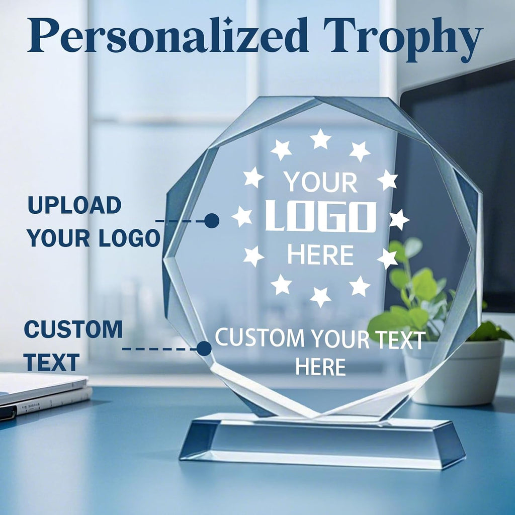 Personalized Crystal Trophy Award | Engraved Plaques for Employee Appreciation & Retirement Gifts