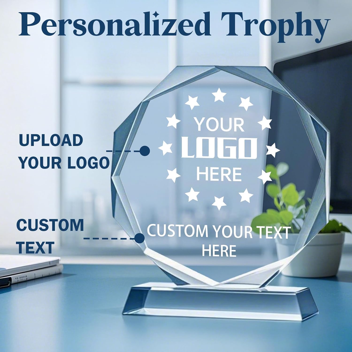 Personalized Crystal Trophy Award | Engraved Plaques for Employee Appreciation & Retirement Gifts
