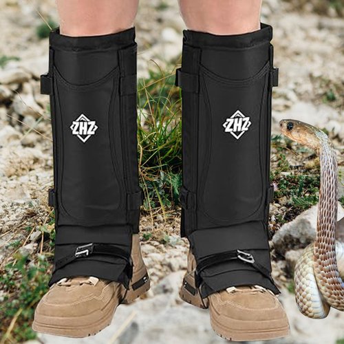 ZHZ Snake Gaiters Durable Waterproof Snake Chaps Lower Legs Protection,Snake Guards with Adjustable Size for Men & Women,Used for Hunting,Hiking and Farm Work (Black)