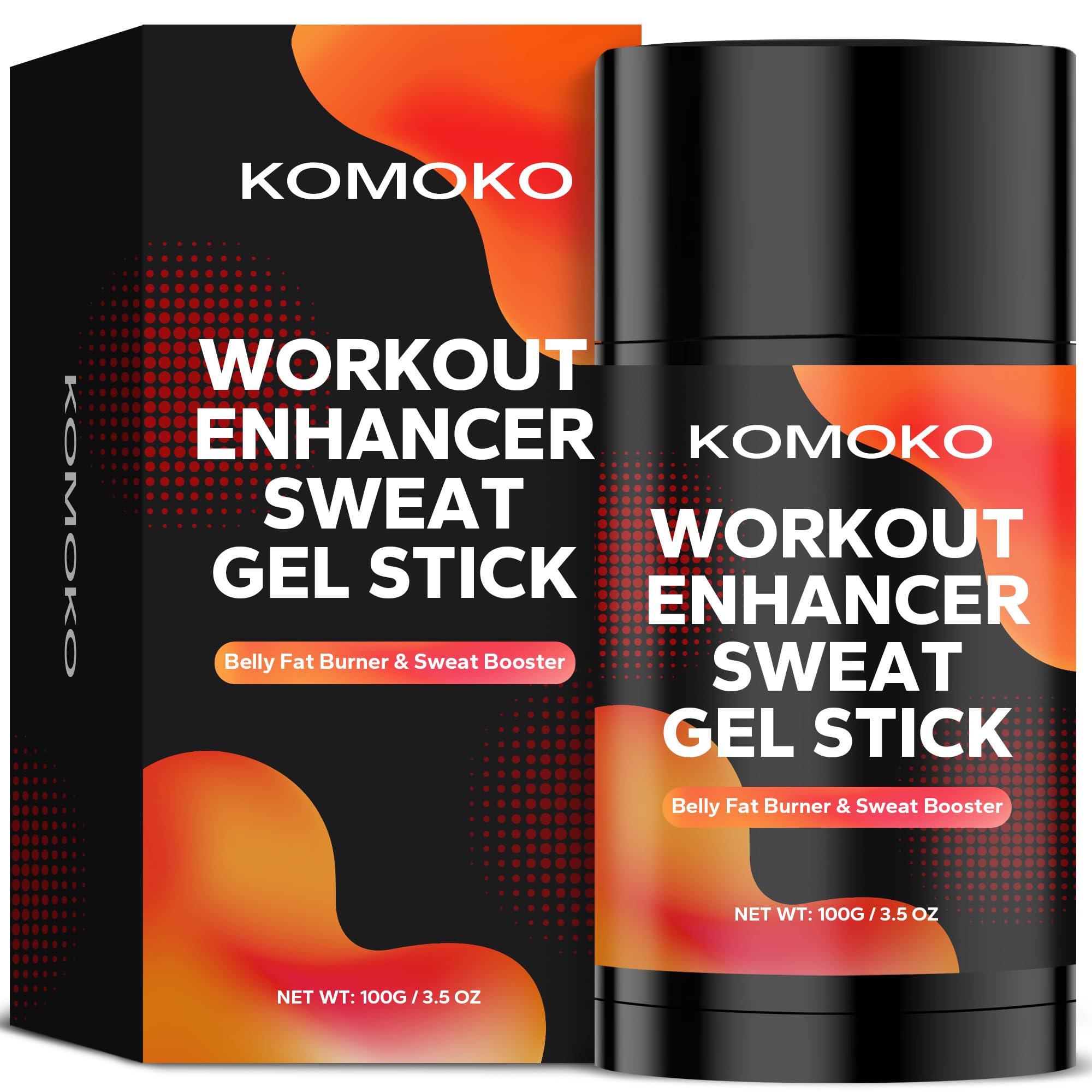 Komoko Fat Burning Sweat Gel Stick (3.5 oz), Workout Enhancer Roll-On Gel Stick, Sweat Cream for Stomach Fat, Belly Fat Burner & Waist Trainer Gel for Women & Men