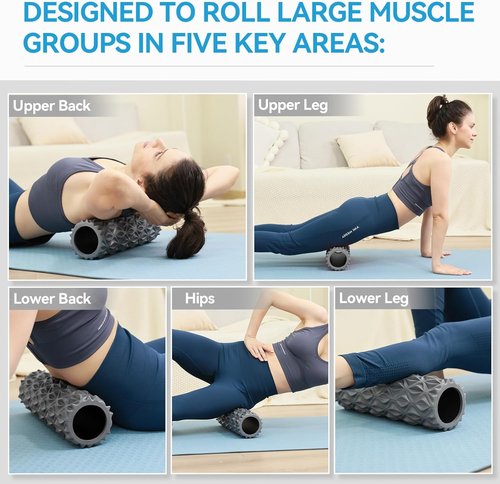 Foam Roller - 15-Inch Deep Tissue Massager for Muscle Relief & Myofascial Release | Gray