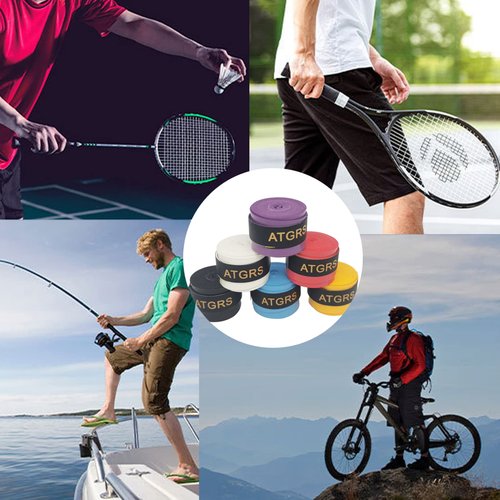 ATGRS Tennis Racket Grip, Tacky Tennis Overgrips Tape Absorb Moisture Badminton Handle Tape Frosted Anti-Slip Overgrip for Tennis Racquet Badminton Racquet Pickleball Overgrip 6 Pack (Tacky-Pink)