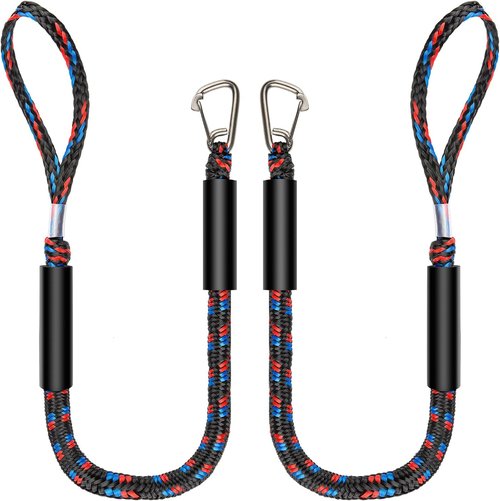 Botepon Boat Bungee Dock Lines - Shock-Absorbing PWC Accessories with 316 Stainless Clips | 4 Feet Length