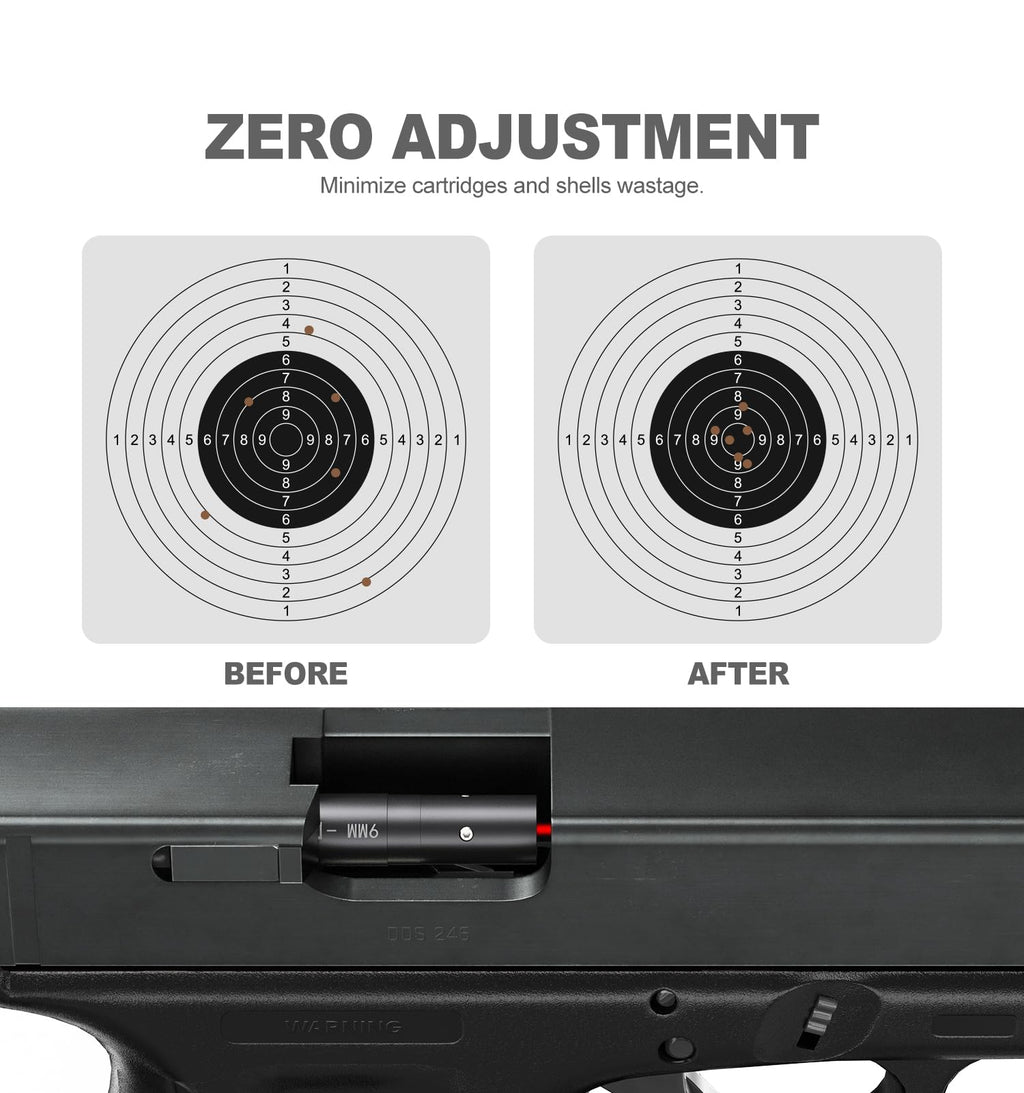 Feyachi Bore Sighting Laser 9mm Red Dot Laser Boresighter for Handgun Pistol with Tail Switch Included