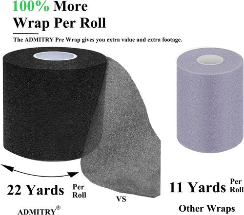 ADMITRY Pre Wrap Tape - Athletic Foam Underwrap for Sports | 3 Rolls x 22 Yards in Blue