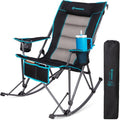 FUNDANGO Oversized Rocking Camping Chair - High Back Padded with Pillows & Cup Holders | Supports 440lbs (Black)