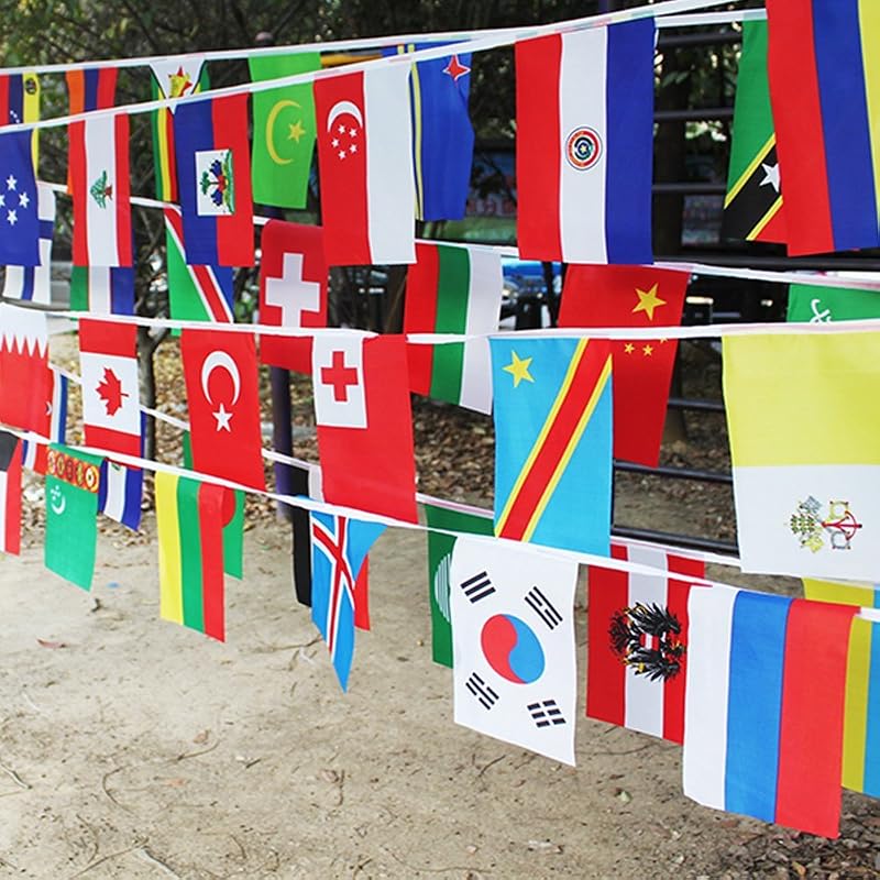 41 ft 50 Countries World Flags Pennant Banner - 8.2 x 5.5 in Polyester for Bar, Party, Event - Variation: 41ft-50 Countries World Flags