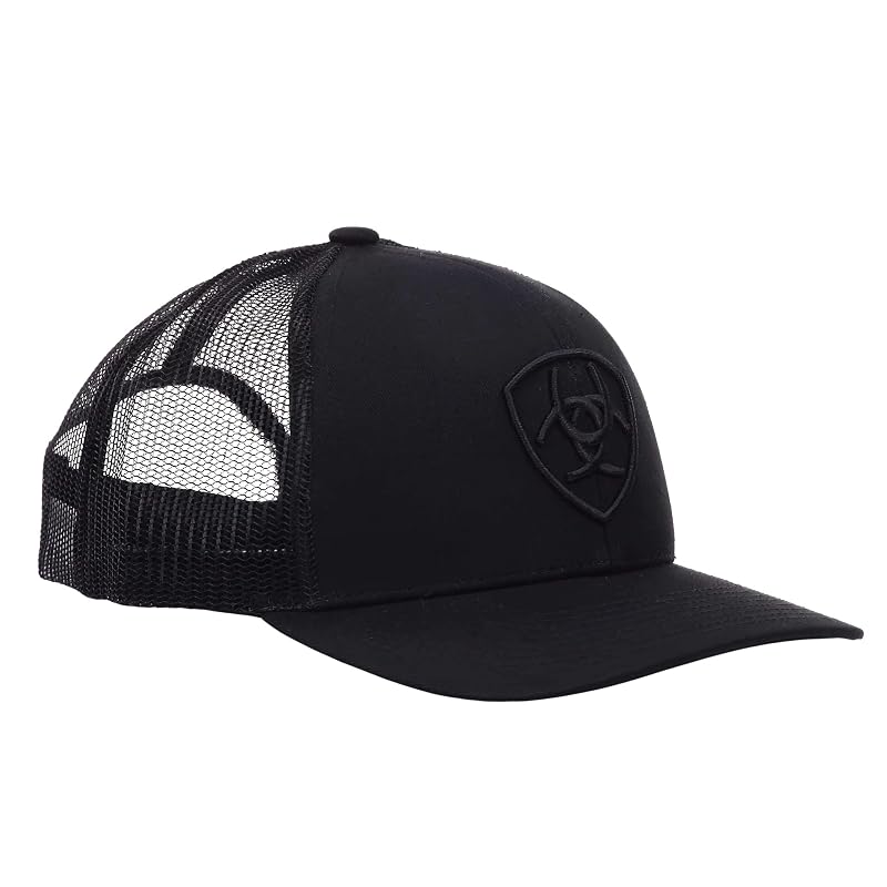 Ariat Men's Shield Logo Cap - Adjustable Snapback, Black + One Size