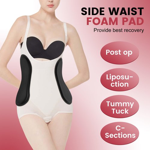 Wehhbtye 2Pcs Post Surgery Lipo Foams, Abdominal Side Compression Board, 11.8'' x 5.5'' Black Lipo Foam Lateral Protector for Post Surgery Recovery Waist Filling Skin Anti-Sagging