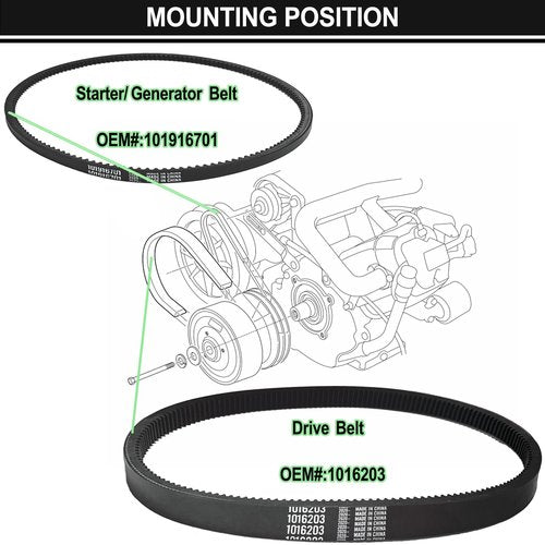 Club Car Belt Golf cart Club Car DS & Precedent Clutch Drive Belt and Starter Generator Belt Kit, for Club Car DS 1997-up, Club Car Precedent 2004-up, Replace OEM # 101916701, 1016203