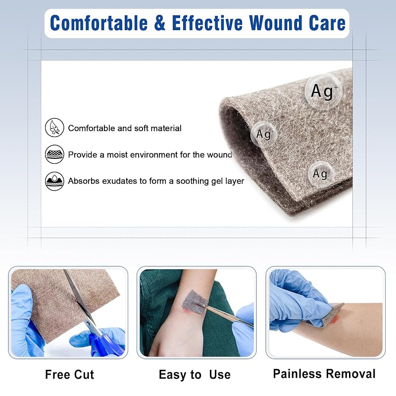 Silver Calcium Alginate Wound Dressing Pads 4x4 inch - 10 Pack (Variation: Silver-4x4 Pack of 10)