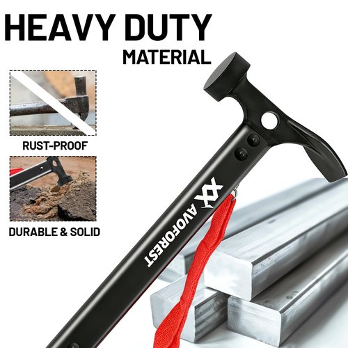 20 Pcs Tent Stakes with Camping Hammers,Avoforest 7.1 Inch Non-Rust Metal Tent Pegs + Portable Tent Stakes Hammers Ground Stakes and Tent Accessories Camping with Storage Bag,Garden,Hiking