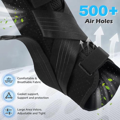 Ankle Brace for Sprained Ankle, Ankle Brace for Women Men Adjustable & Air Fabric Cool With 2 Removable Side Splints, Ankle Stabilizer for Basketball, Volleyball, Sports, Injury Recovery (Medium)