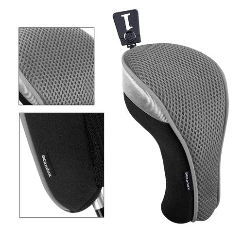 Andux 4pcs/Pack Mesh Golf 460cc Driver Fairway Wood Club Head Covers with Interchangeable No. Tags Gray