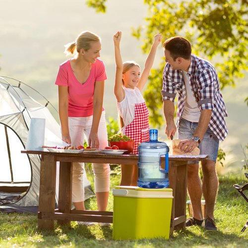 SEWACC Water Bottle 2 Gallon Portable Water Containers with Handle Large Capacity Large Reusable Motivational Jug for Camping Outdoor Sports Travel
