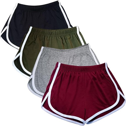 Cameway Women's Cotton Yoga Shorts - 4 Pack Summer Athletic Cycling & Hiking Gear