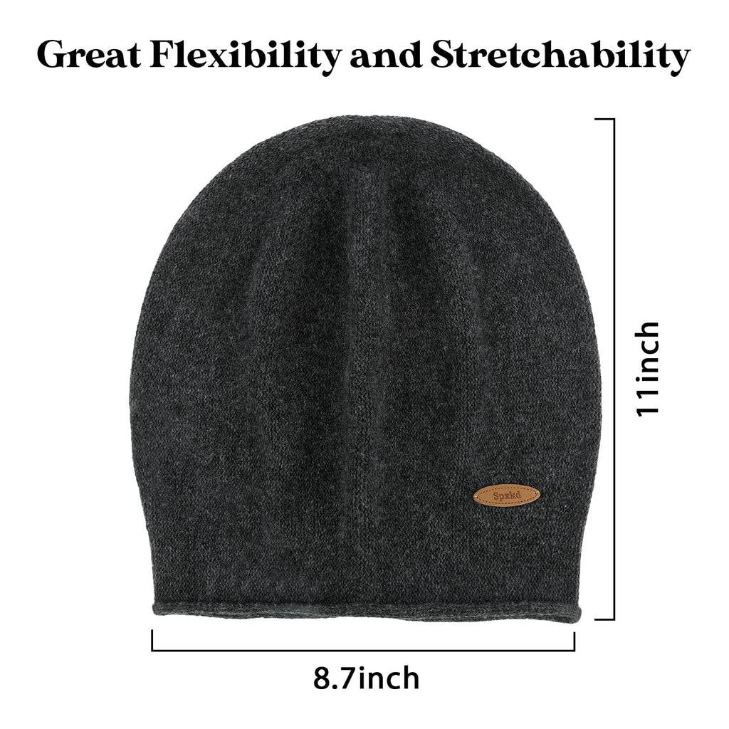 Slouchy Knit Beanie Hats for Women Winter Warm Cashmere Knitted Wool Hats Soft Ski Cap Ladies Beanies Chemo Hat (Small, Dark Gray)
